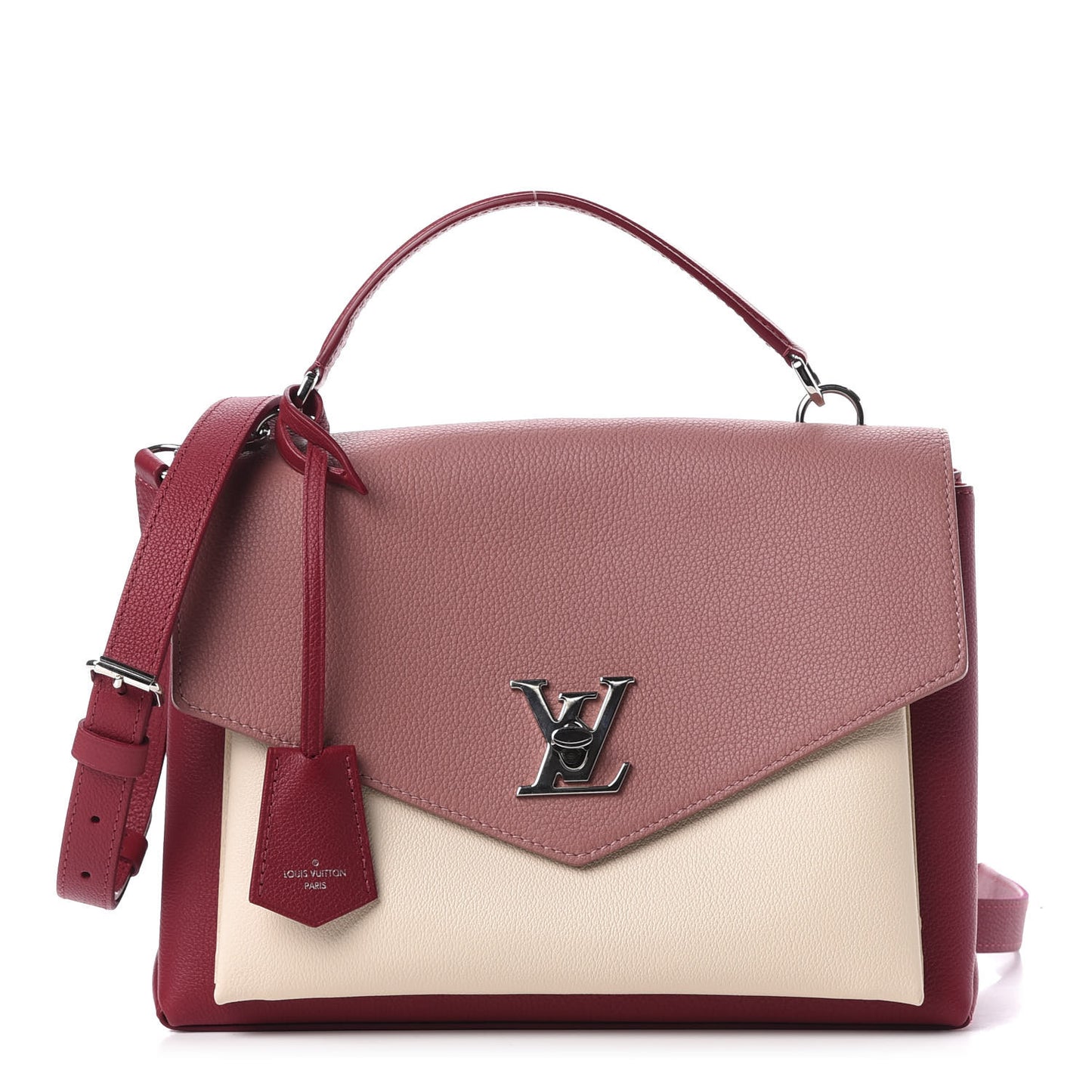 Soft Calfskin My Lockme Top Handle Rose Boudoir Lie de Vin Creme