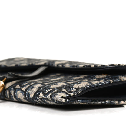 Christian Dior Oblique Saddle Chain Long Wallet Blue 10 of 13