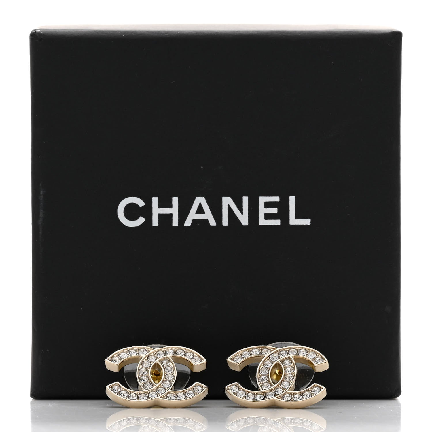 Chanel Crystal CC Earrings Gold 6 of 6