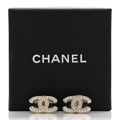 Chanel Crystal CC Earrings Gold 6 of 6