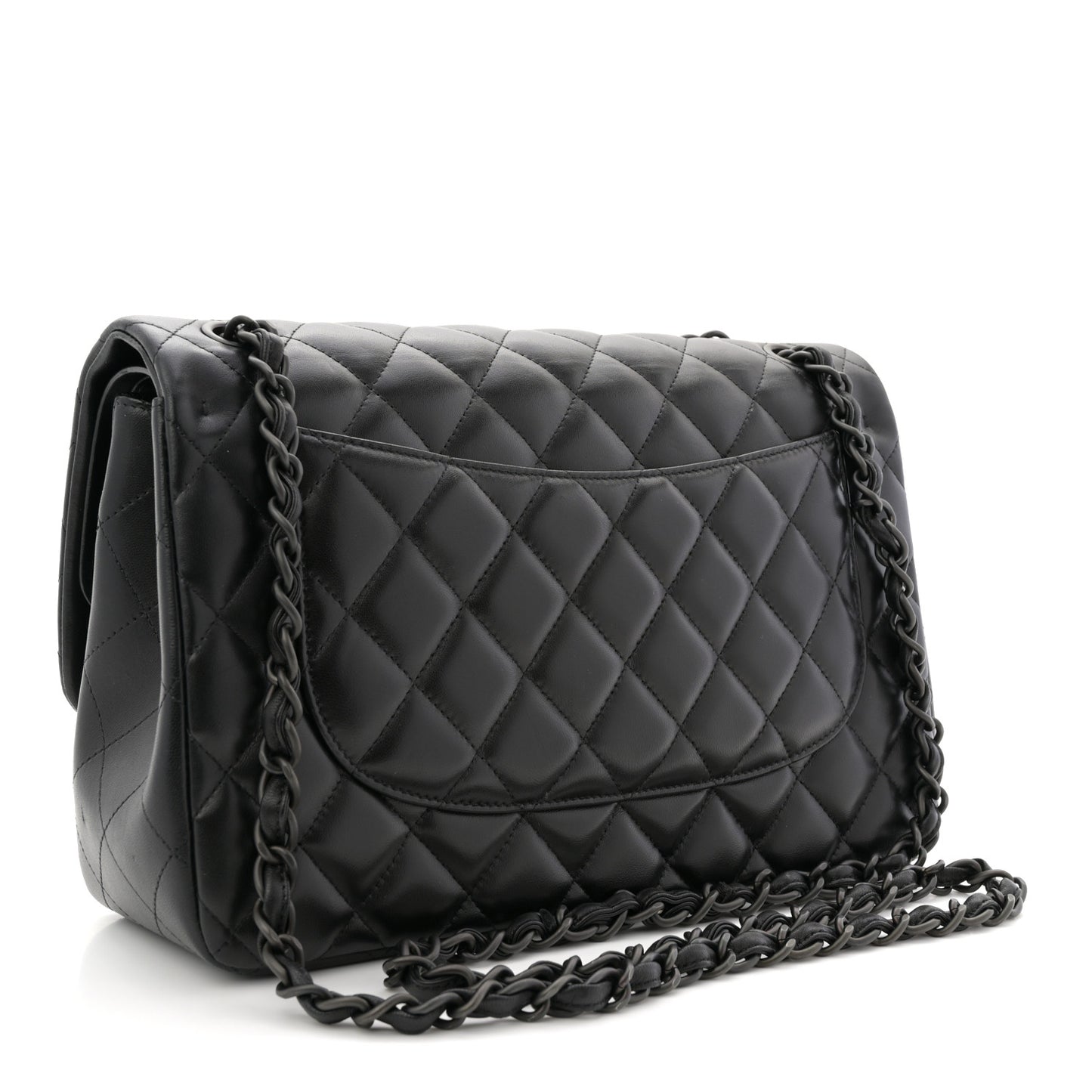 Lambskin Quilted Jumbo Double Flap So Black