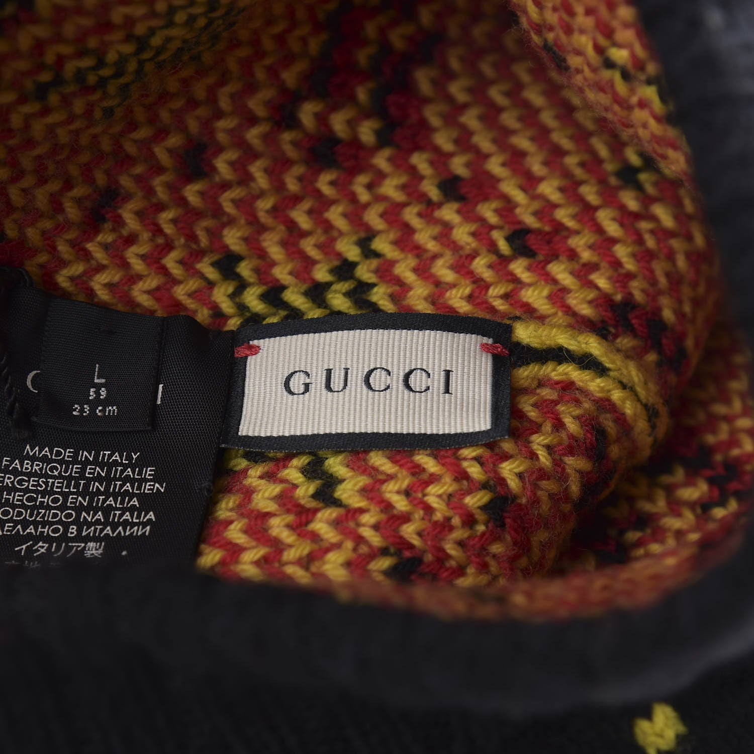 Gucci Wool Alpaca Knit Softy Star Beanie Hat L Blacki Yellow 4 of 5