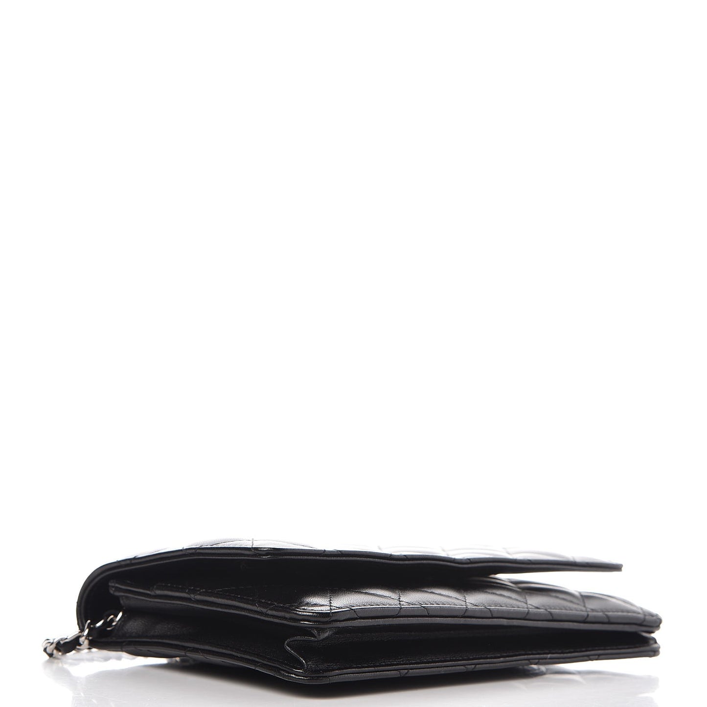 Lambskin Quilted Wallet On Chain WOC Black