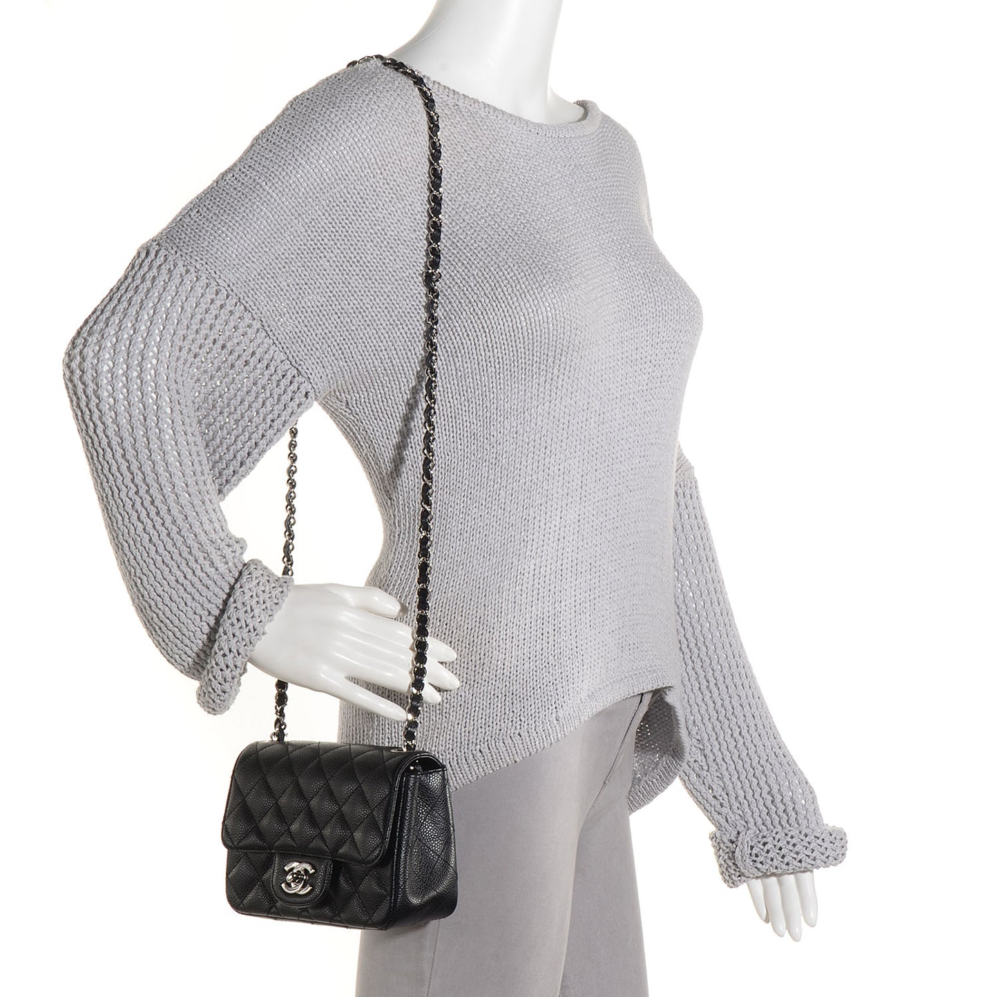 Caviar Quilted Mini Square Flap Black