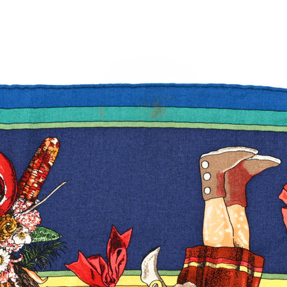Hermes Cashmere Silk Kachinas Shawl 140 Cobalt 6 of 8