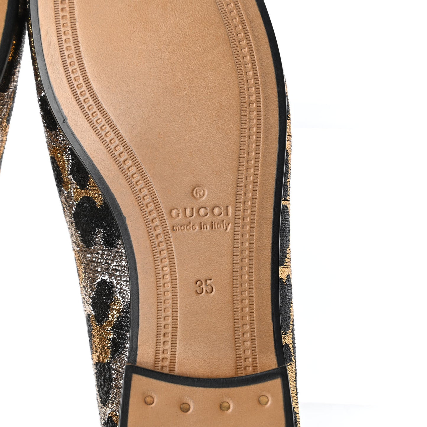 Jacquard Leopard Print Horsebit Womens Jordaan Loafers 35 Gold
