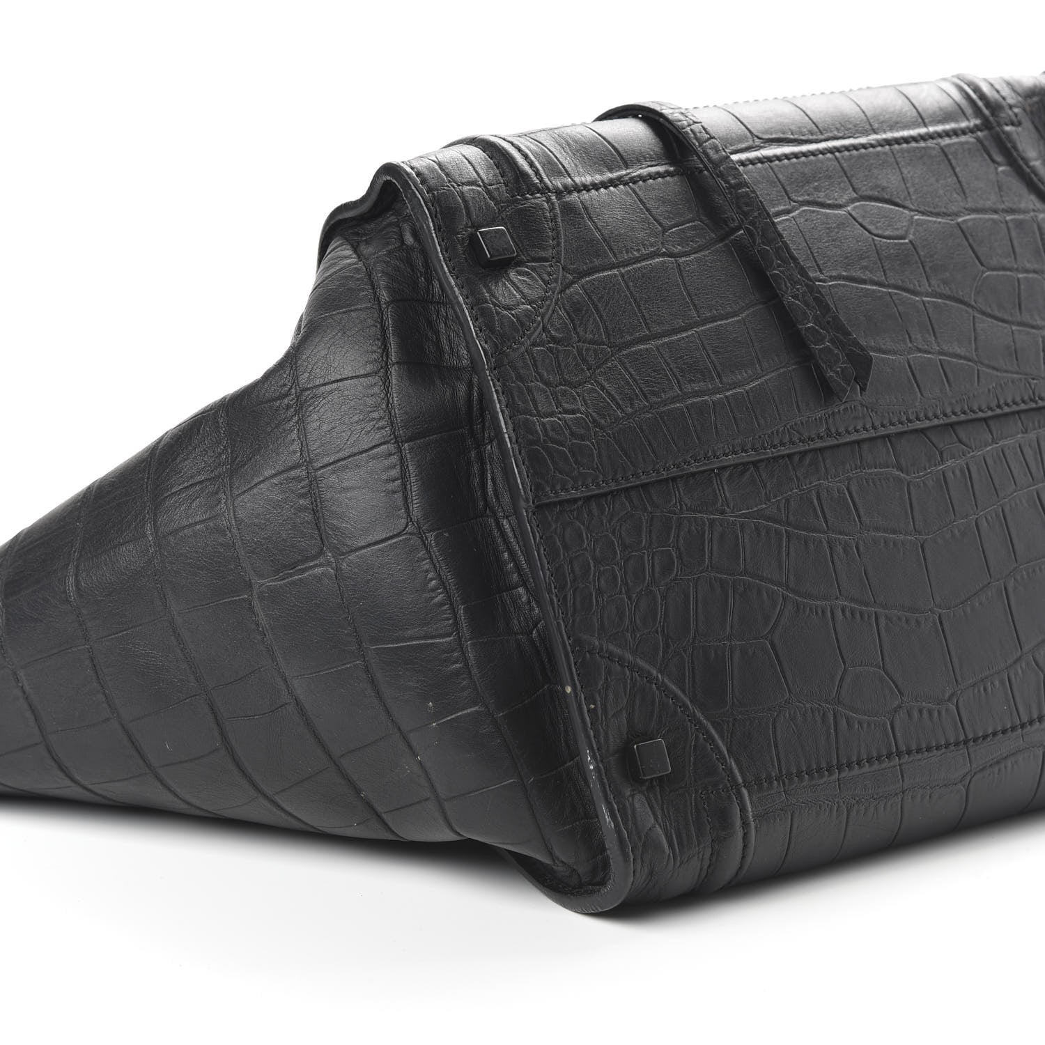 Celine Crocodile Embossed Calfskin Medium Phantom Luggage Black 6 of 9