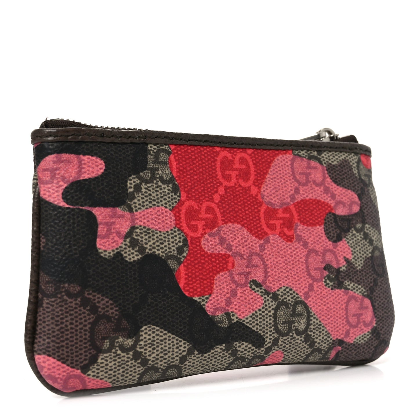 GG Supreme Monogram Camouflage Key Case Brown Pink Red