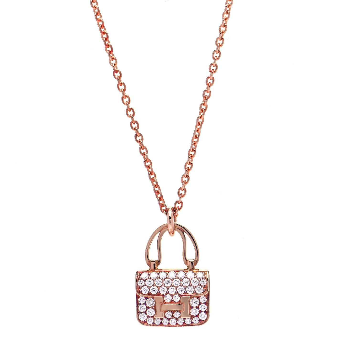 18K Rose Gold Diamond Constance Amulettes Pendant Necklace
