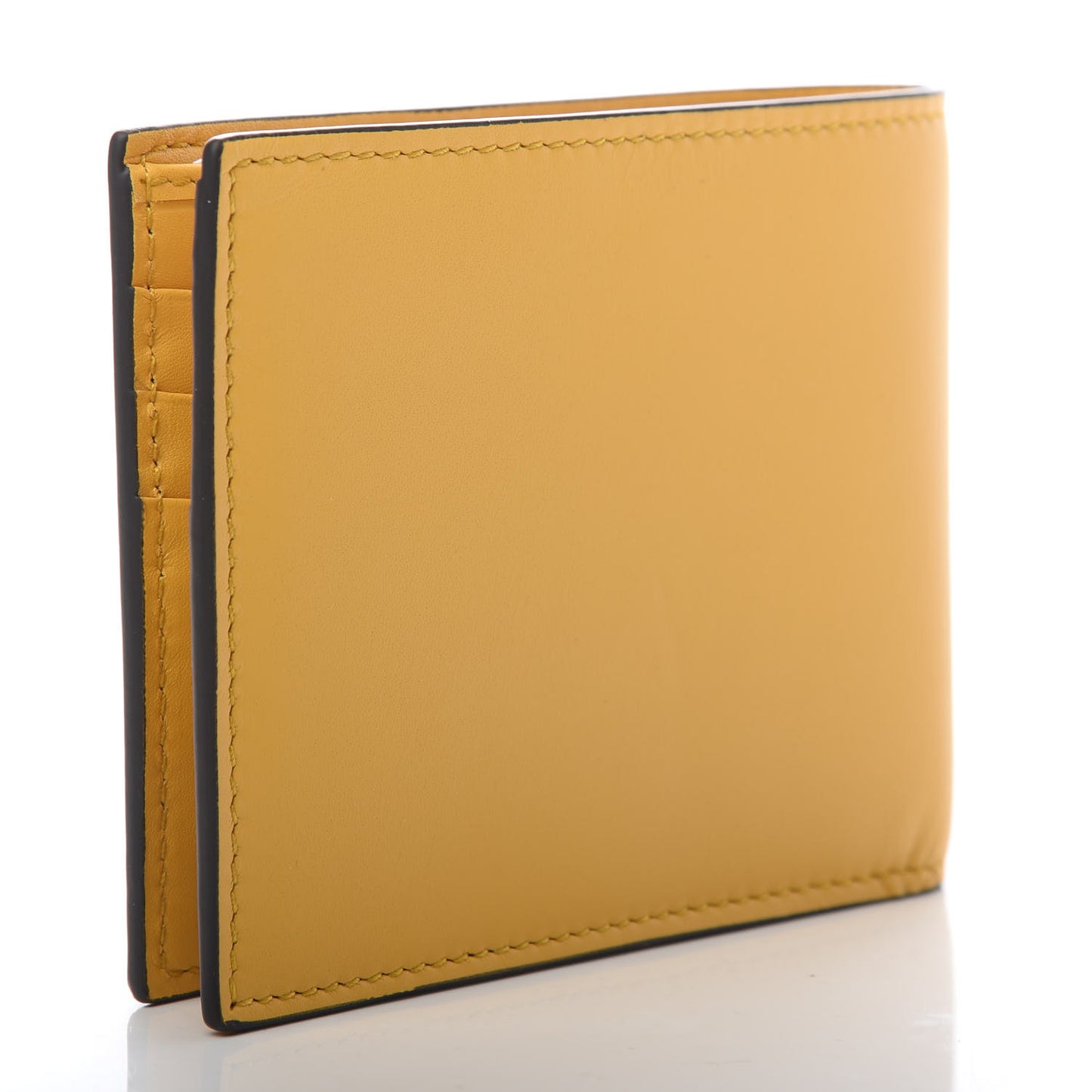 Calfskin Embossed Tiger Bi-Fold Wallet Yellow