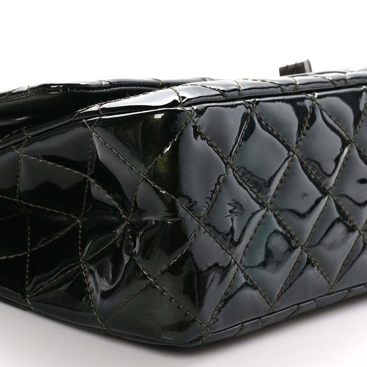 Patent Quilted 2.55 Reissue 227 Flap Dark Green