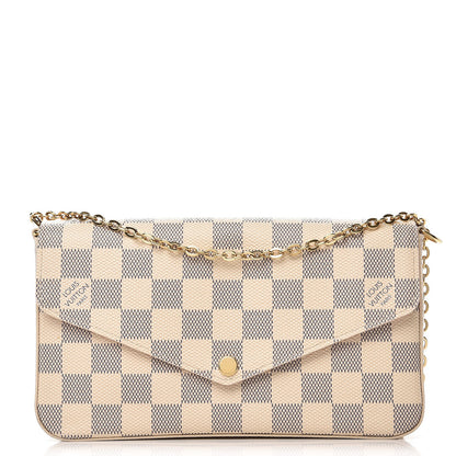 Louis Vuitton Damier Azur Pochette Felicie Chain Wallet Rose Ballerine 1 of 9