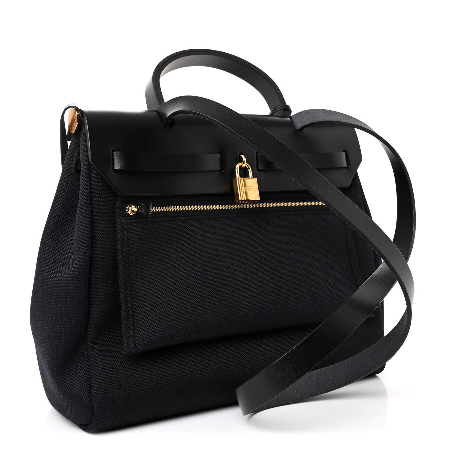 Hermes Military Toile Vache Hunter Herbag Zip Retourne 31 PM Black 4 of 11
