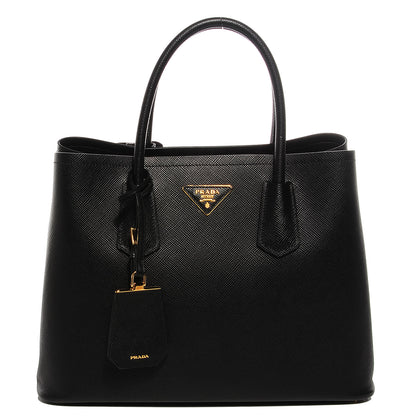 Prada Saffiano Cuir Small Double Bag Nero Black 1 of 9