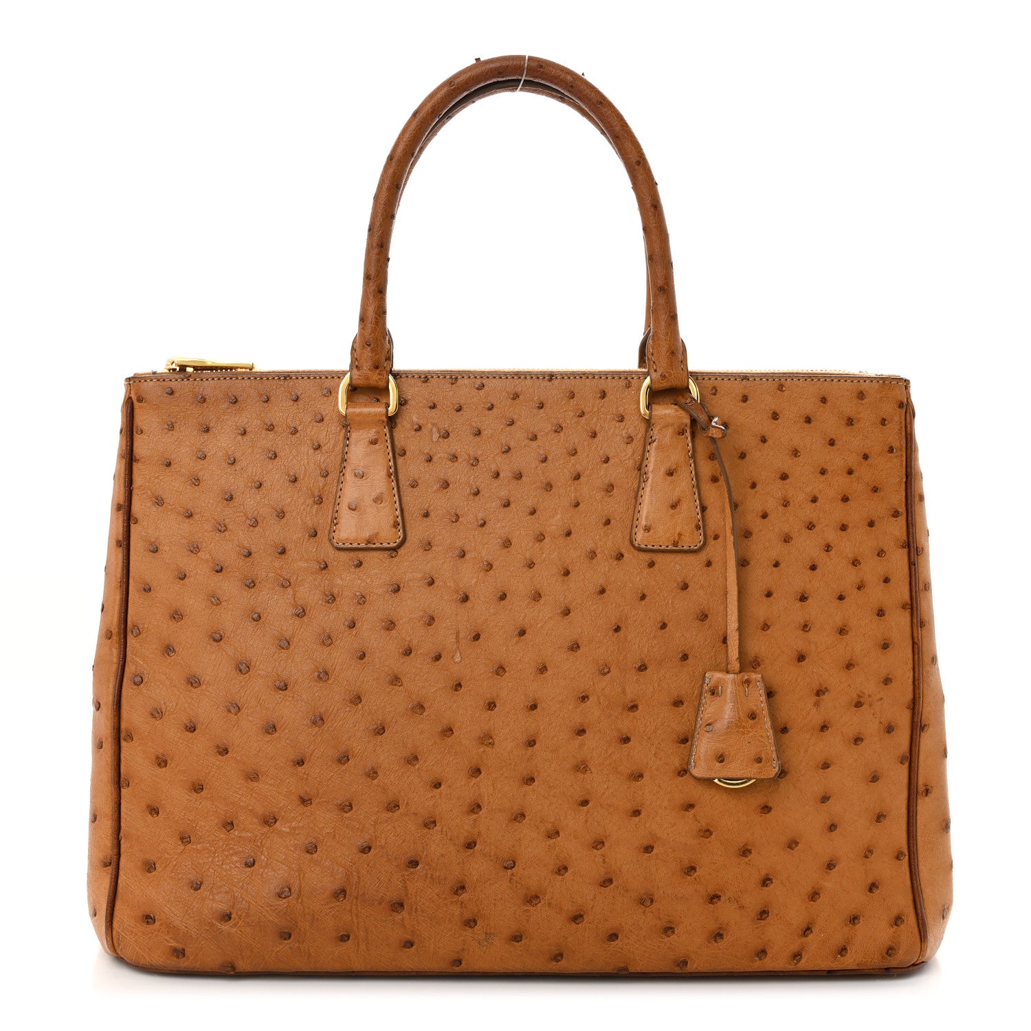 Prada Ostrich Large Galleria Double Zip Tote Cognac 1 of 16