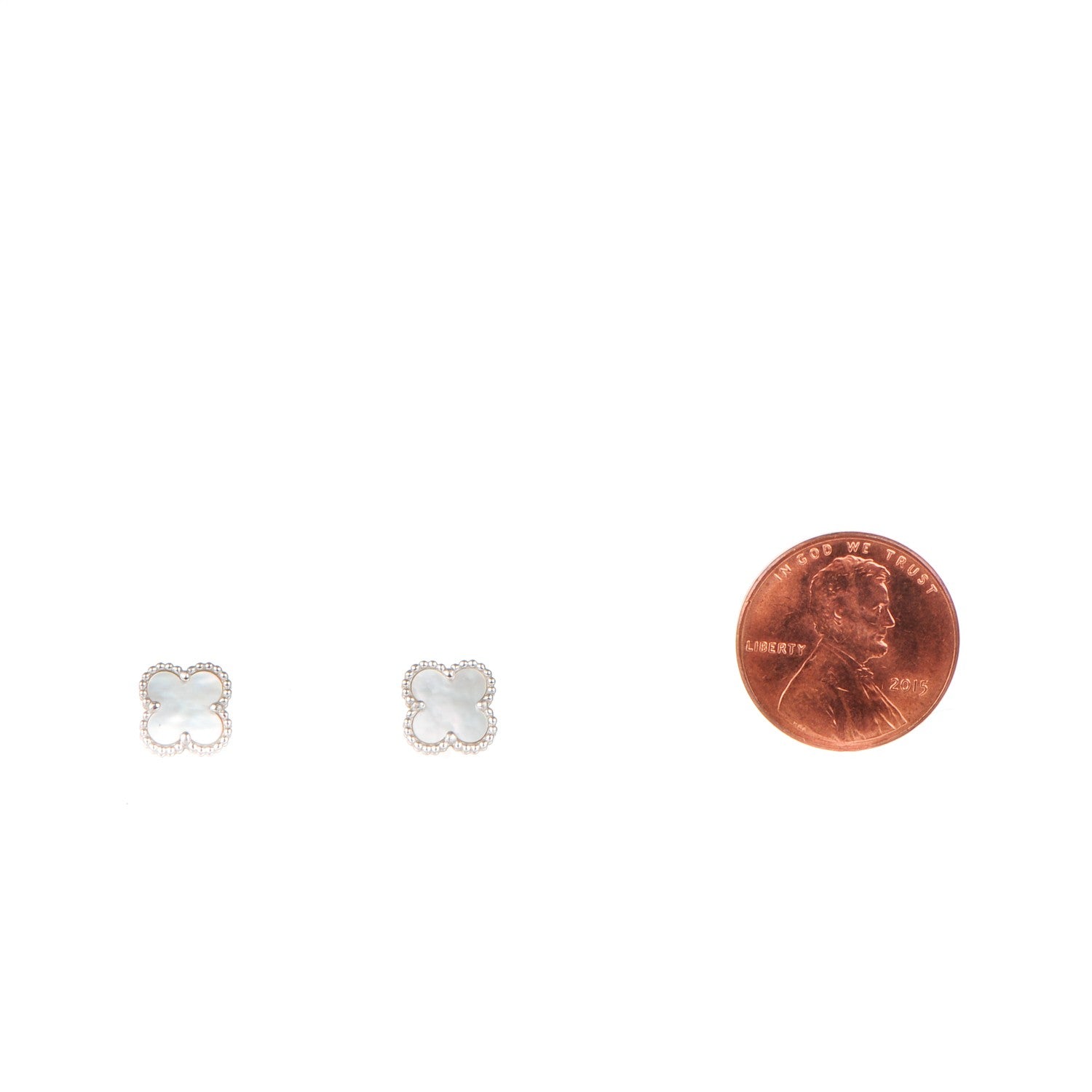 Van Cleef & Arpels 18K White Gold Mother of Pearl Sweet Alhambra Earrings 2 of 7