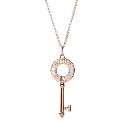 Tiffany 18K Yellow Gold Diamond Atlas Pierced Key Pendant Necklace 3 of 7