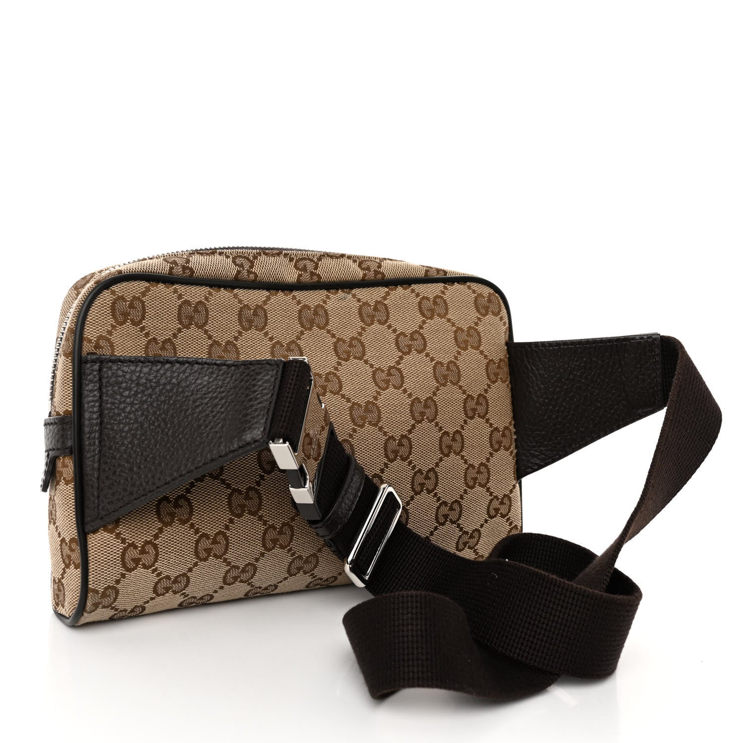 Gucci Monogram Dollar Calfskin Belt Bag Beige Ebony Testa di Moro Marrone Scuro 3 of 11