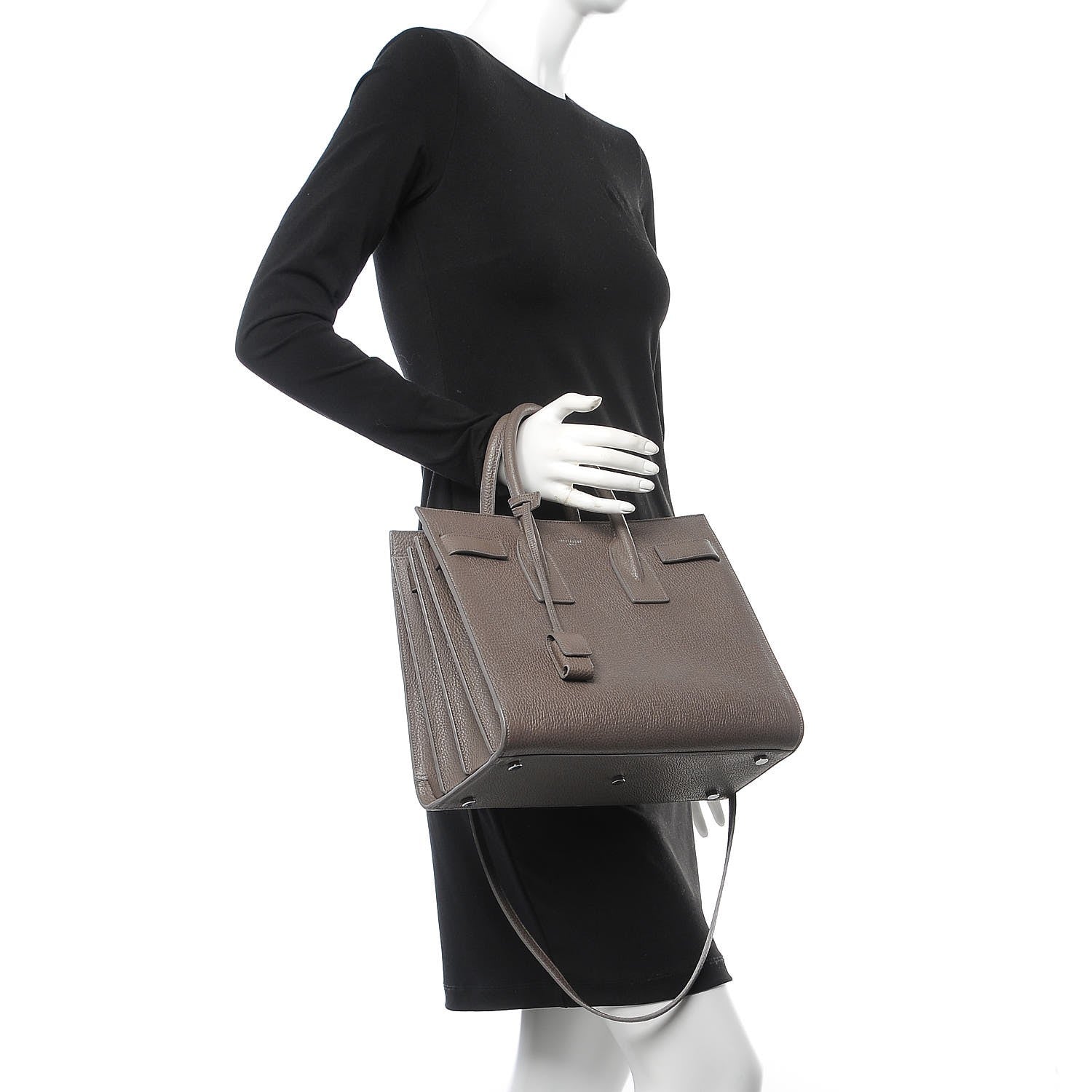 Saint Laurent Grained Calfskin Small Sac De Jour Fog 3 of 13