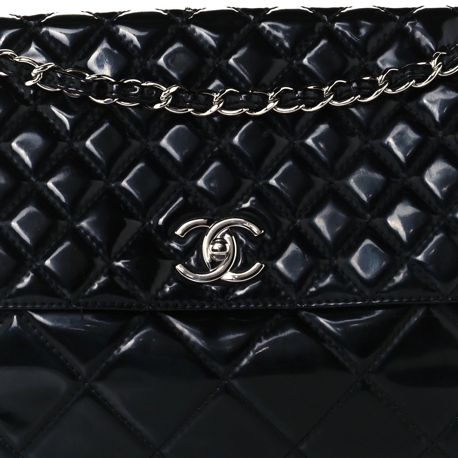 Chanel Patent Quilted Jumbo Flap Black 9 of 12