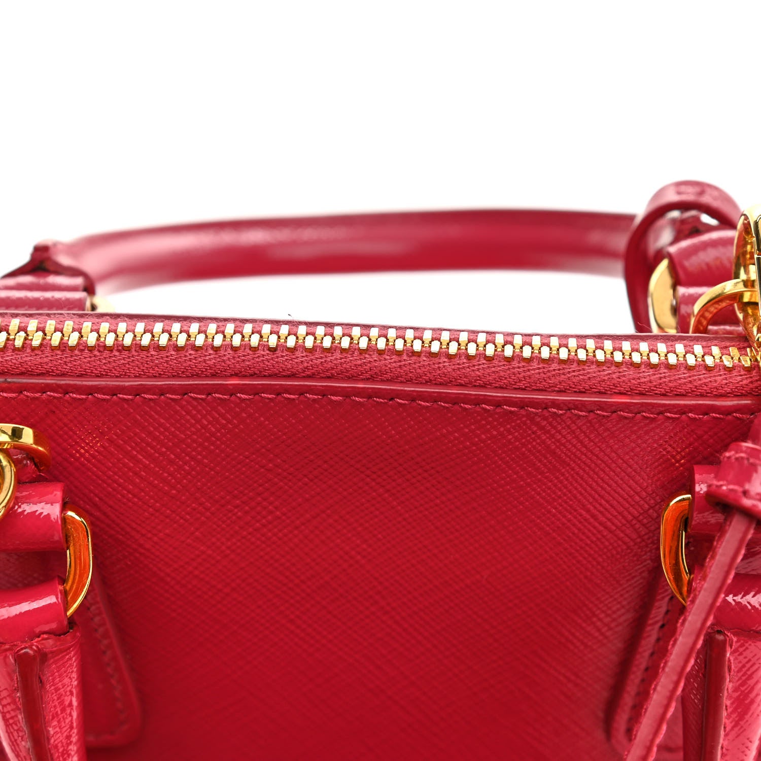 Prada Saffiano Vernice Small Promenade Tote Peonia 14 of 16