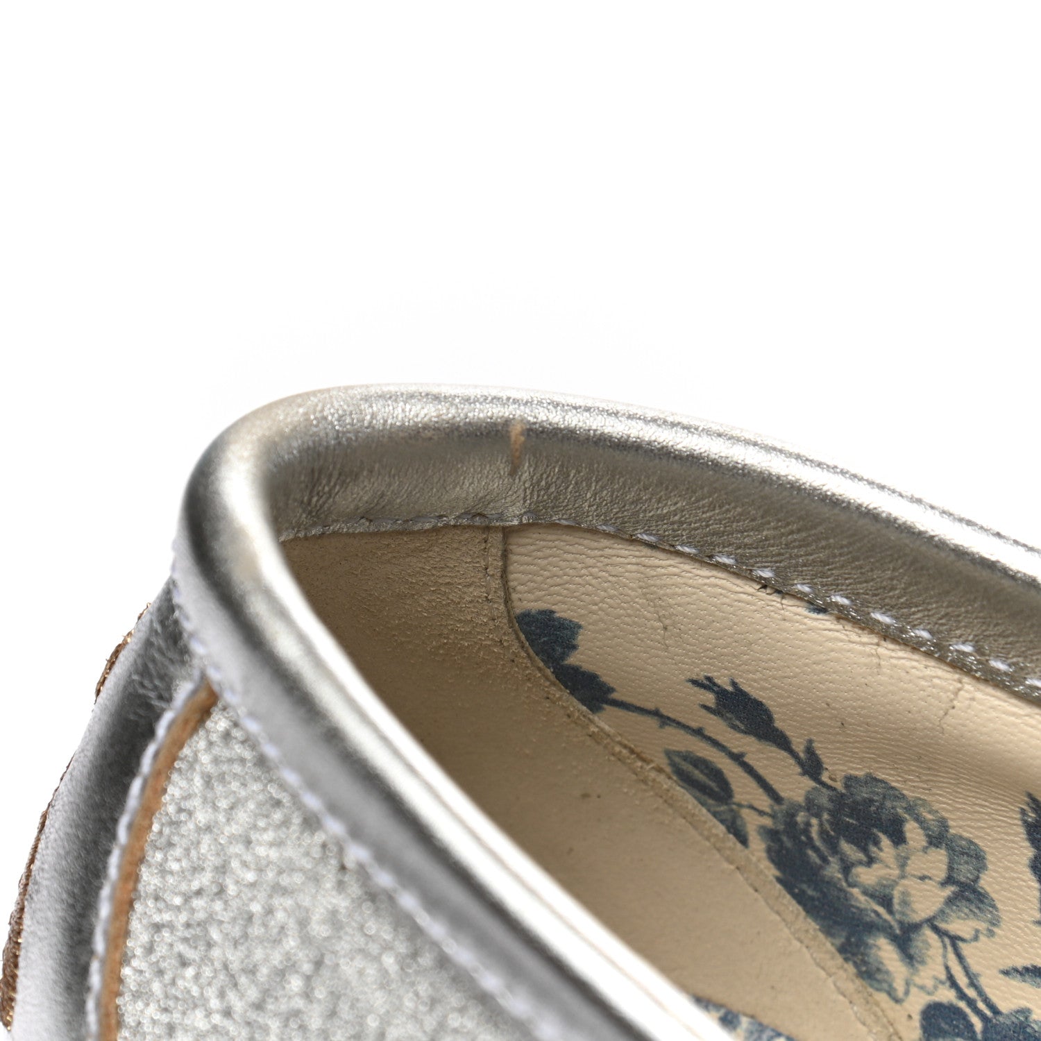 Gucci Mini Diamond Storm Silk Calfskin Womens Harald Horsebit 25mm Platform Loafers 38 Silver 10 of 12