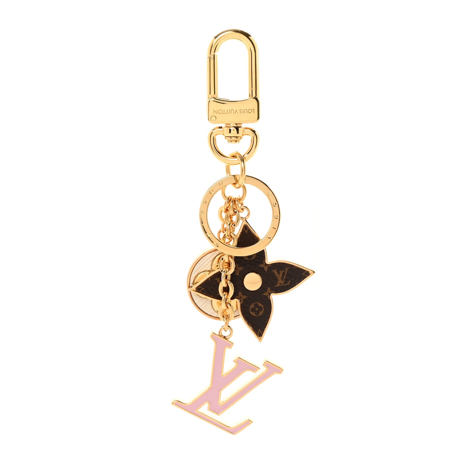 Louis Vuitton Metal Monogram Epi Spring Street Bag Charm Key Holder Gold 1 of 4