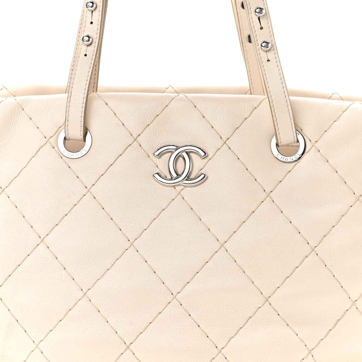 Glazed Calfskin Large On The Road Tote Beige Clair