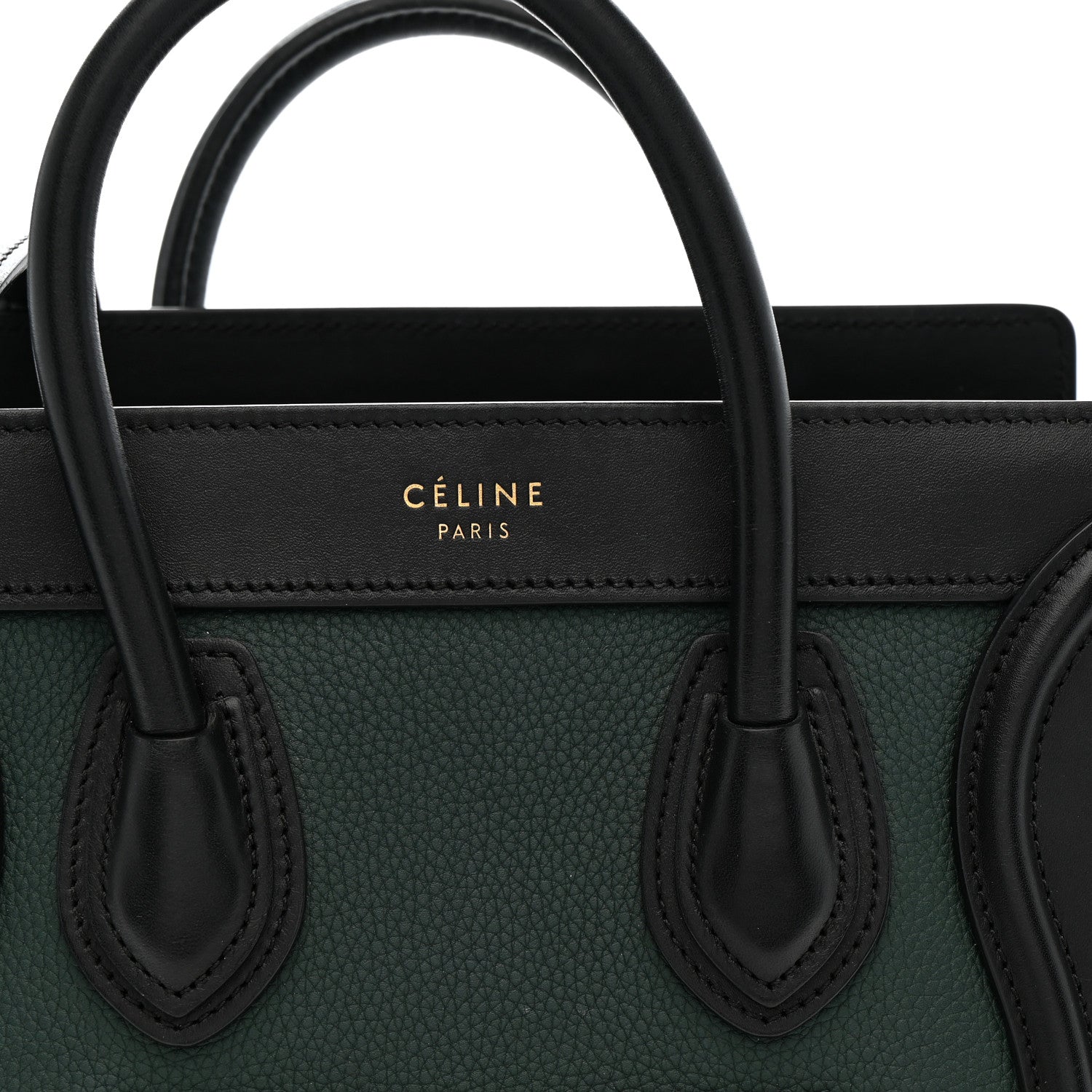 Celine Grained Baby Calfskin Nubuck Nano Bi-Color Luggage Dark Green Navy 8 of 14