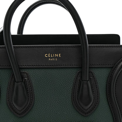 Celine Grained Baby Calfskin Nubuck Nano Bi-Color Luggage Dark Green Navy 8 of 14