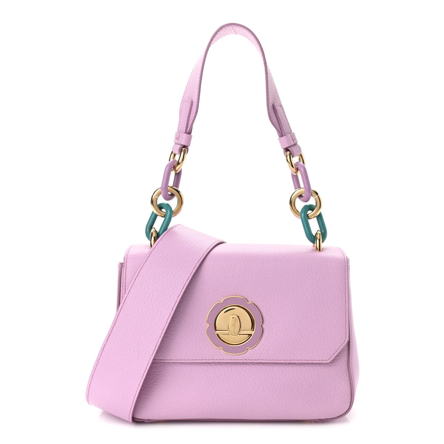 Calfskin Flower Flap Bag Pink