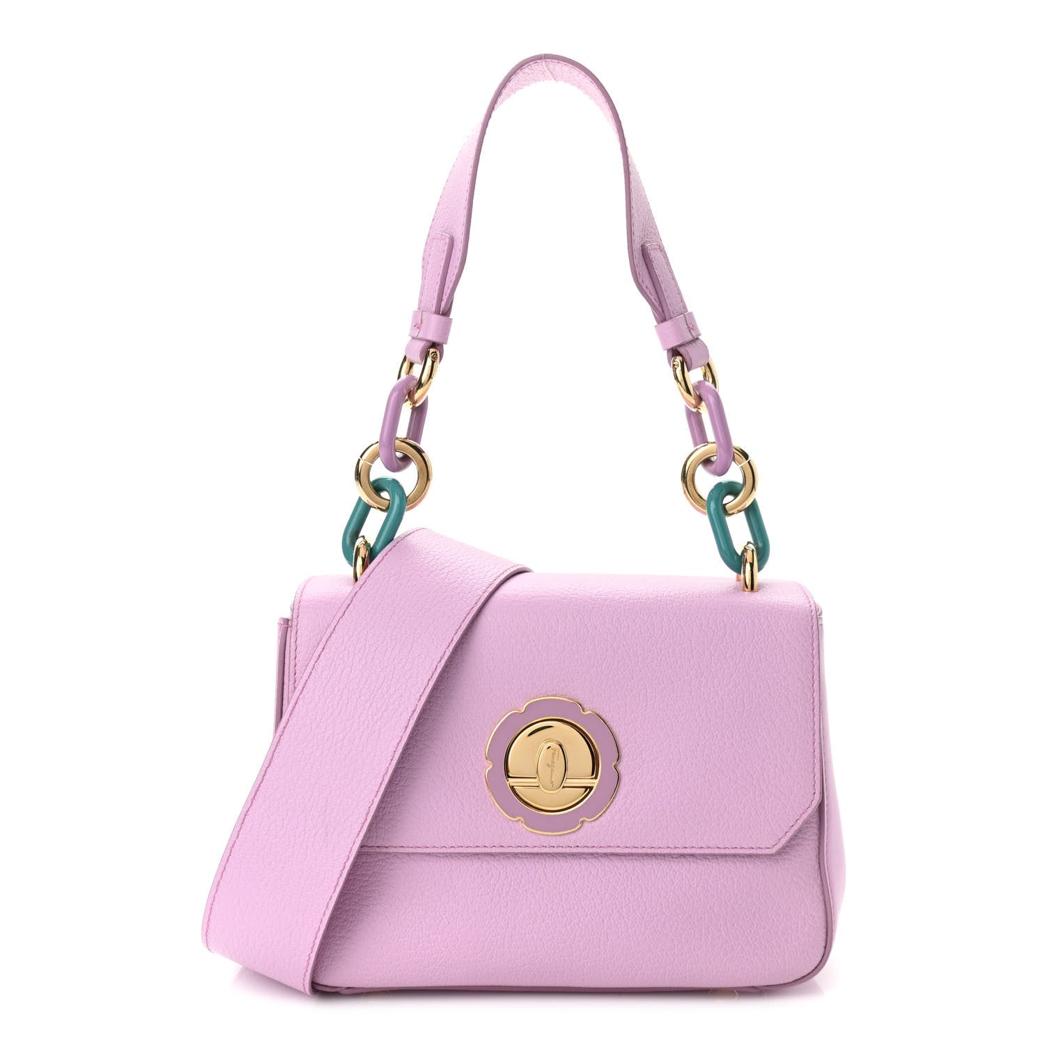 Salvatore Ferragamo Calfskin Flower Flap Bag Pink 1 of 9