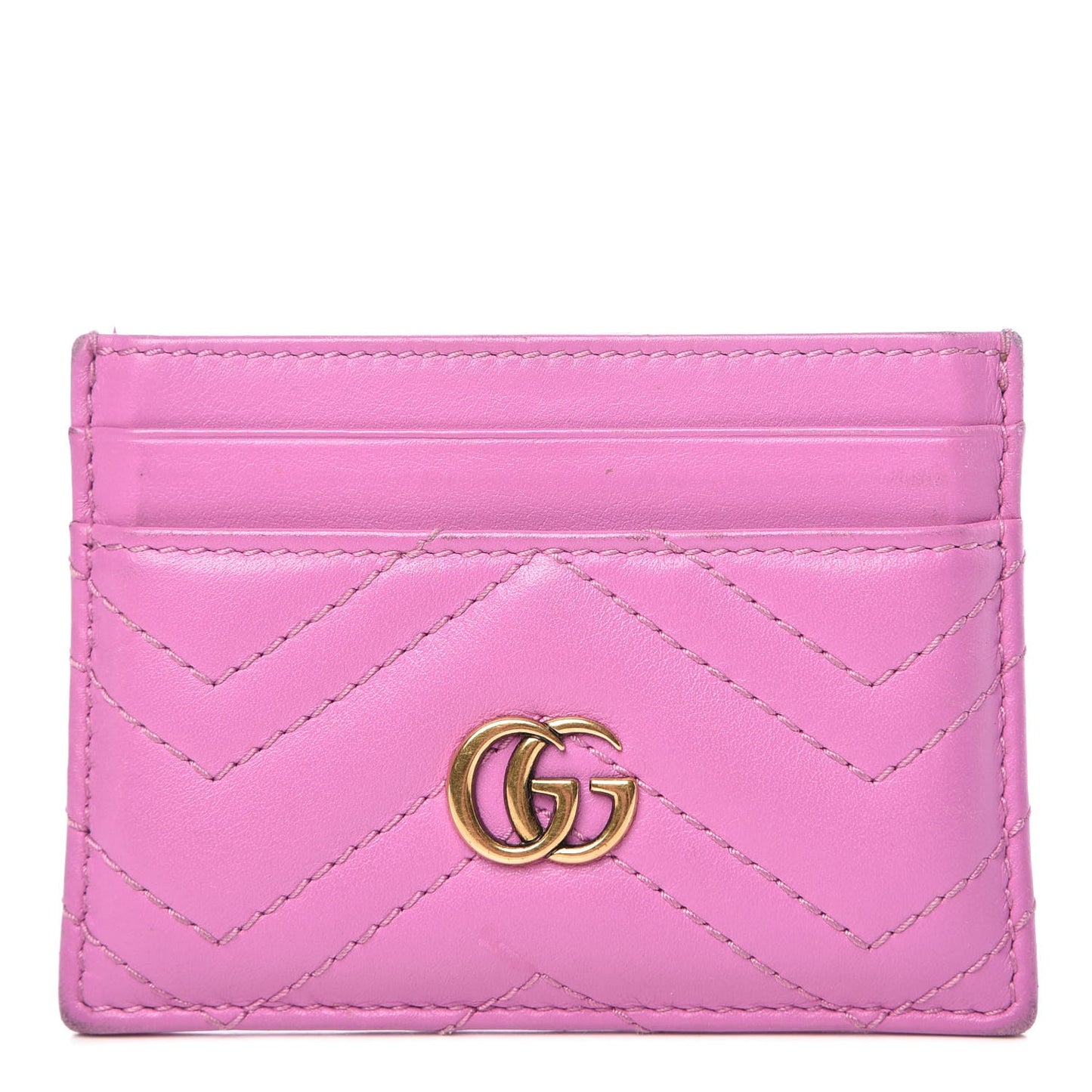 Calfskin Matelasse GG Marmont Card Holder Candy Mousse