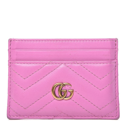 Gucci Calfskin Matelasse GG Marmont Card Holder Candy Mousse 1 of 8