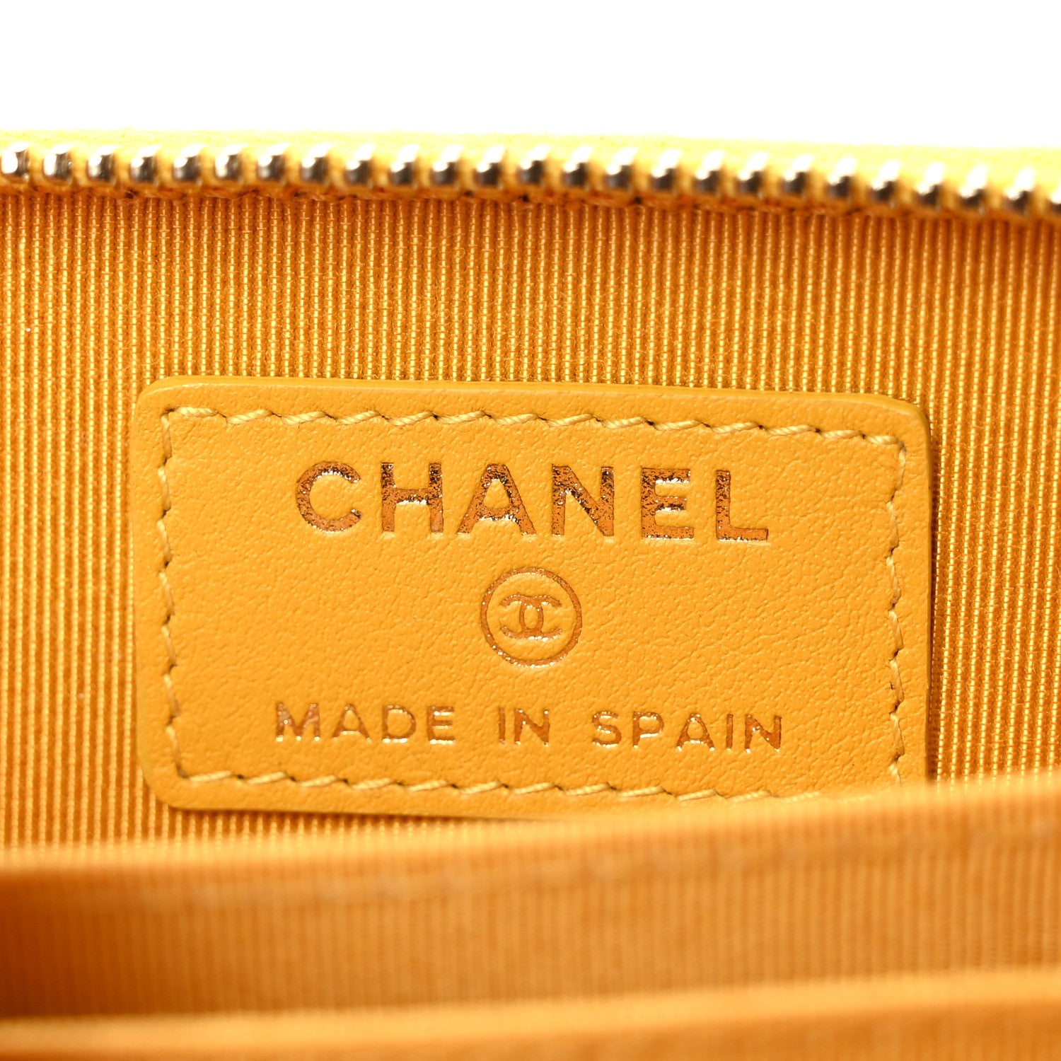 Chanel Caviar Quilted Zip Coin Purse Yellow 6 of 8