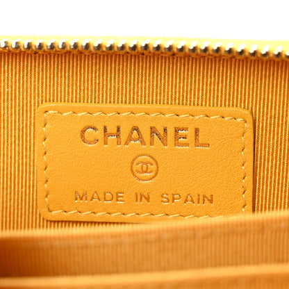 Chanel Caviar Quilted Zip Coin Purse Yellow 6 of 8
