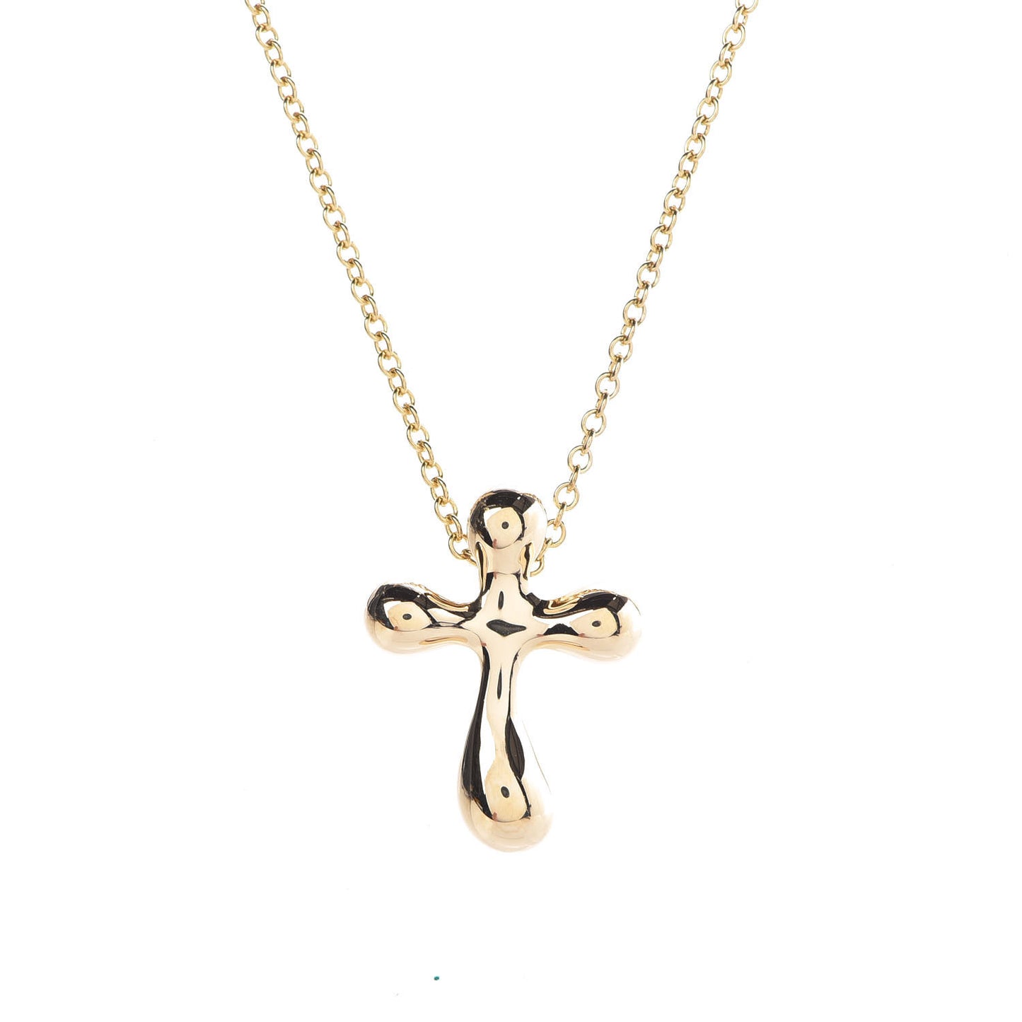 18K Yellow Gold 12mm Elsa Peretti Cross Pendant Necklace