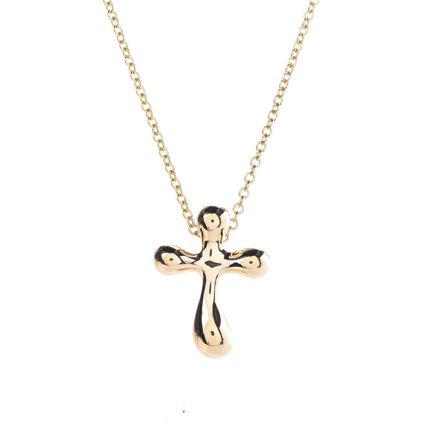 Tiffany 18K Yellow Gold 12mm Elsa Peretti Cross Pendant Necklace 4 of 6
