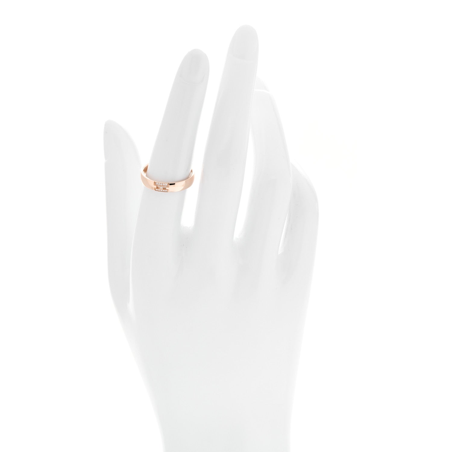 Hermes 18K Rose Gold Diamond Ever Herakles Wedding Band Ring 53 6.5 2 of 5