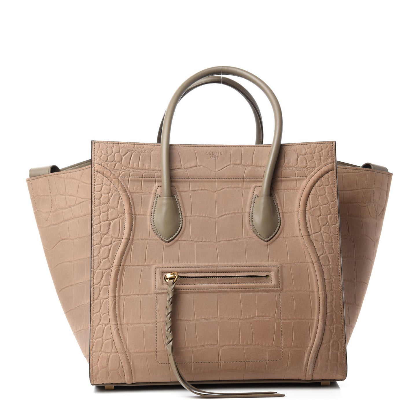 Crocodile Embossed Nubuck Medium Phantom Luggage Beige