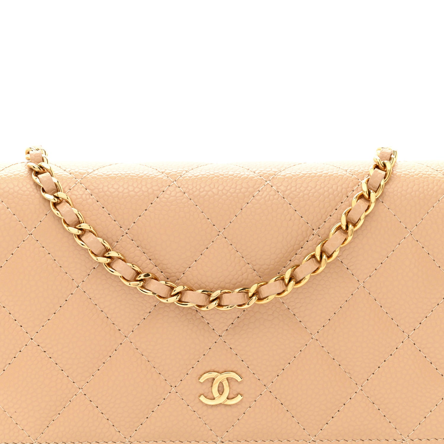 Chanel Caviar Quilted Wallet on Chain WOC Beige 5 of 12