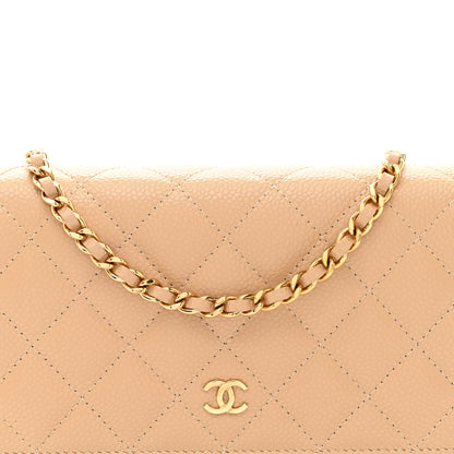 Chanel Caviar Quilted Wallet on Chain WOC Beige 5 of 12