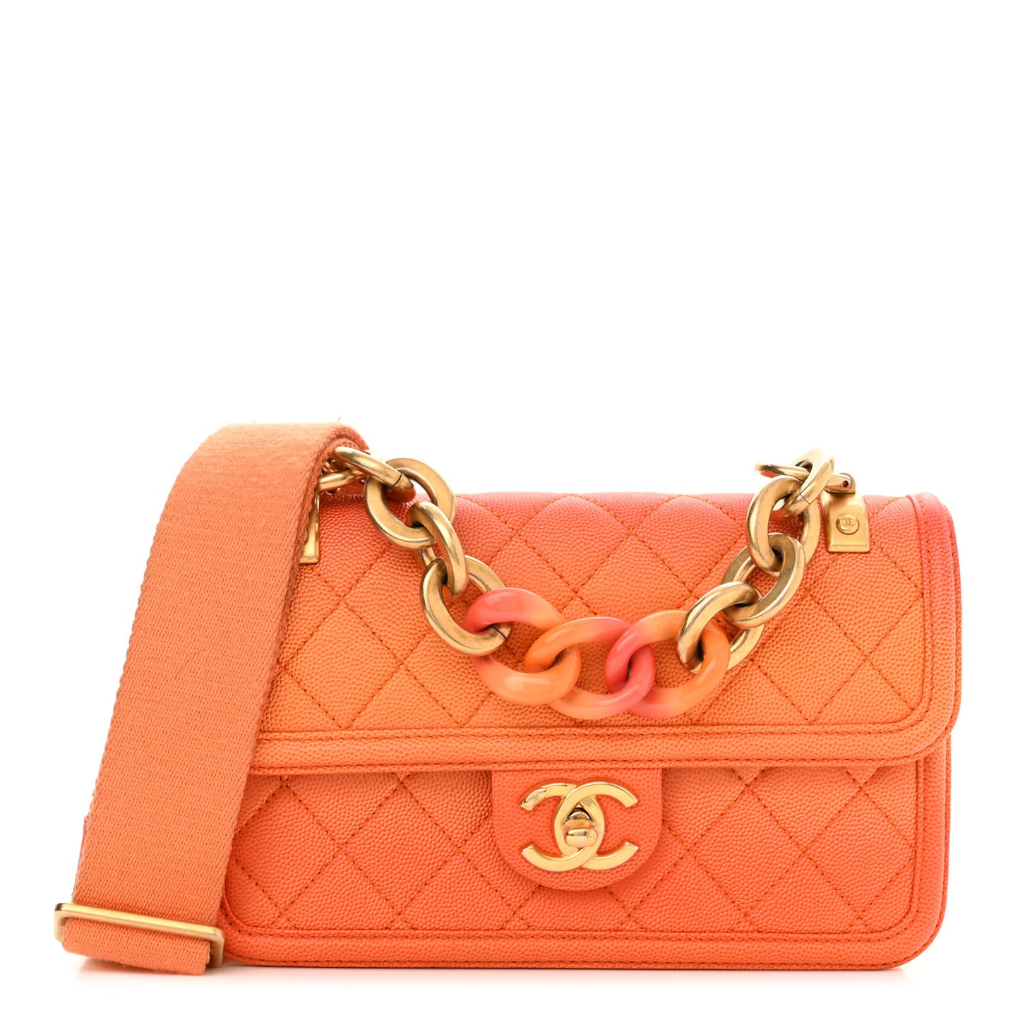 Caviar Quilted Small Sunset On The Sea Flap Orange