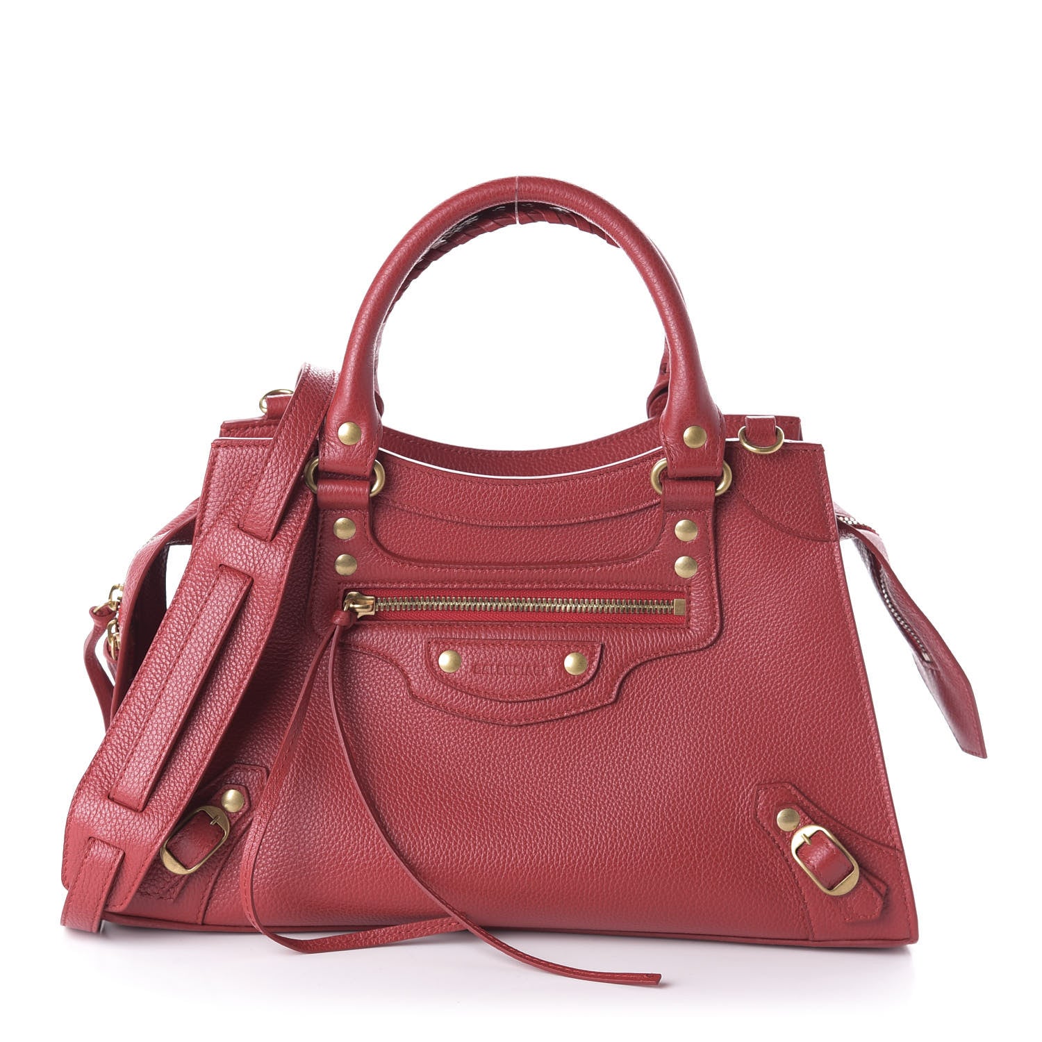 Balenciaga Grained Calfskin Neo Classic Gold Hardware S City Medium Red 1 of 9
