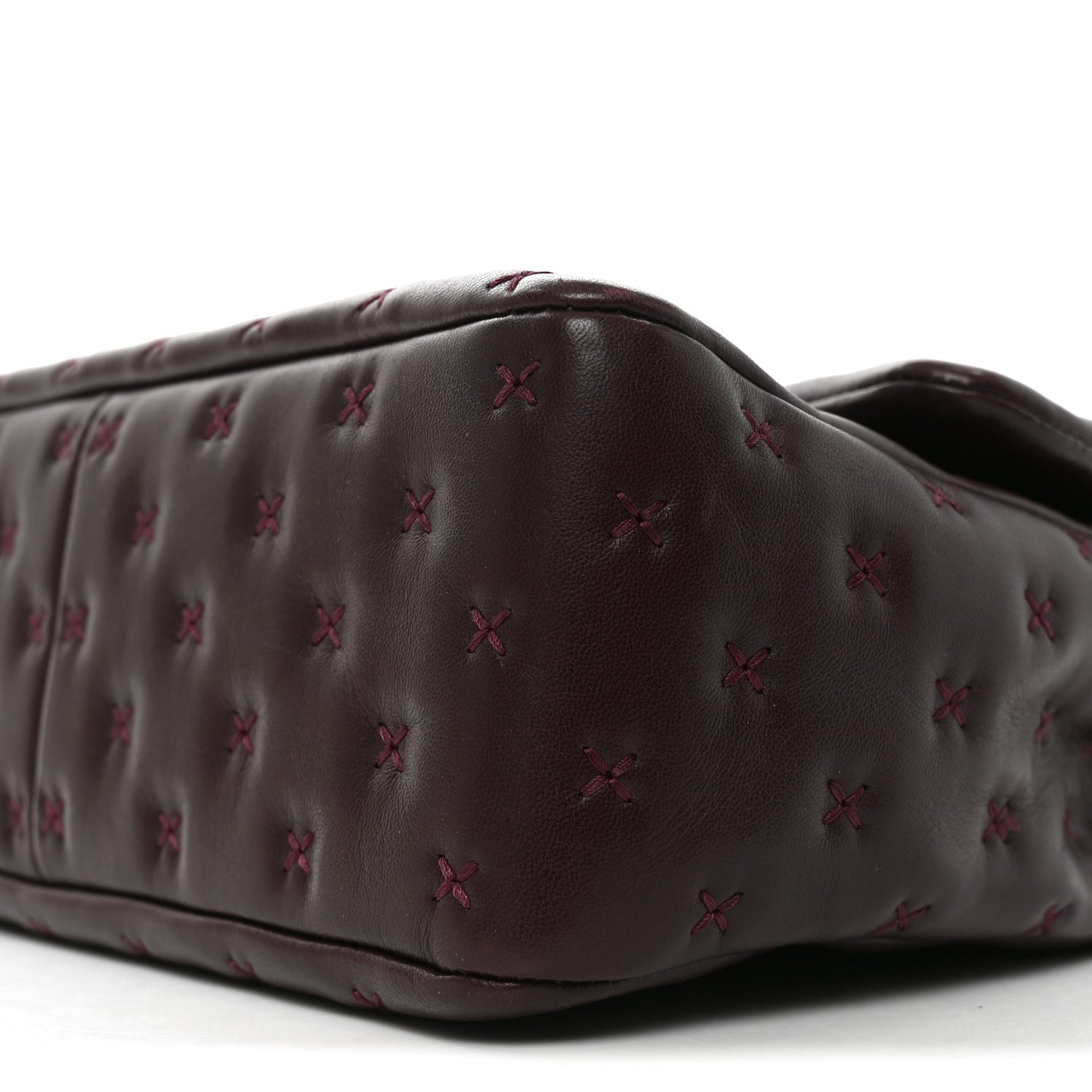 Lambskin Cross Stitch Small Coco Handle Flap Burgundy