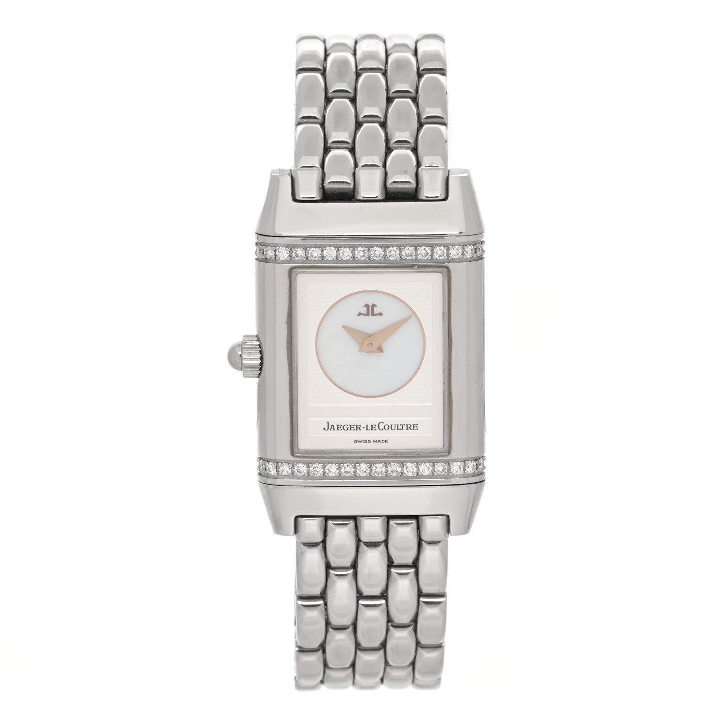 Jaeger-LeCoultre Stainless Steel Diamond Mother of Pearl 20mm Reverso Classic Duetto Manual Winding Watch 266.882.443 2 of 7