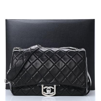 Chanel Lambskin Quilted Jumbo Icons Secret Label Flap Black 13 of 13