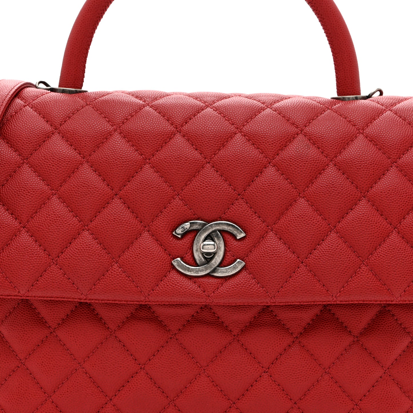 Caviar Quilted Medium Coco Handle Flap Red