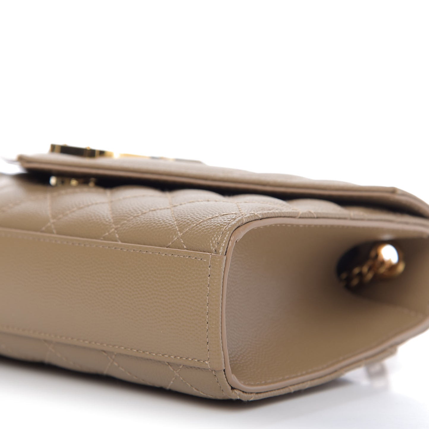 Grain De Poudre Textured Mixed Matelasse Triquilt Small Monogram Satchel Dark Beige