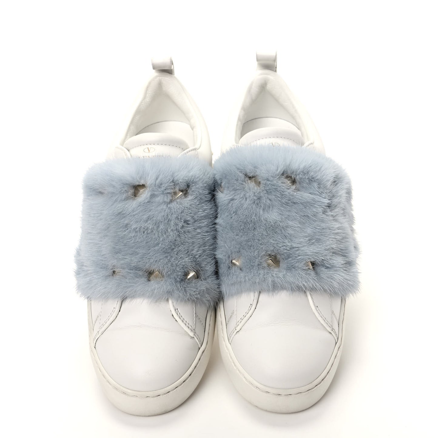 Calfskin Mink Fur Sneakers 38 White Niagara